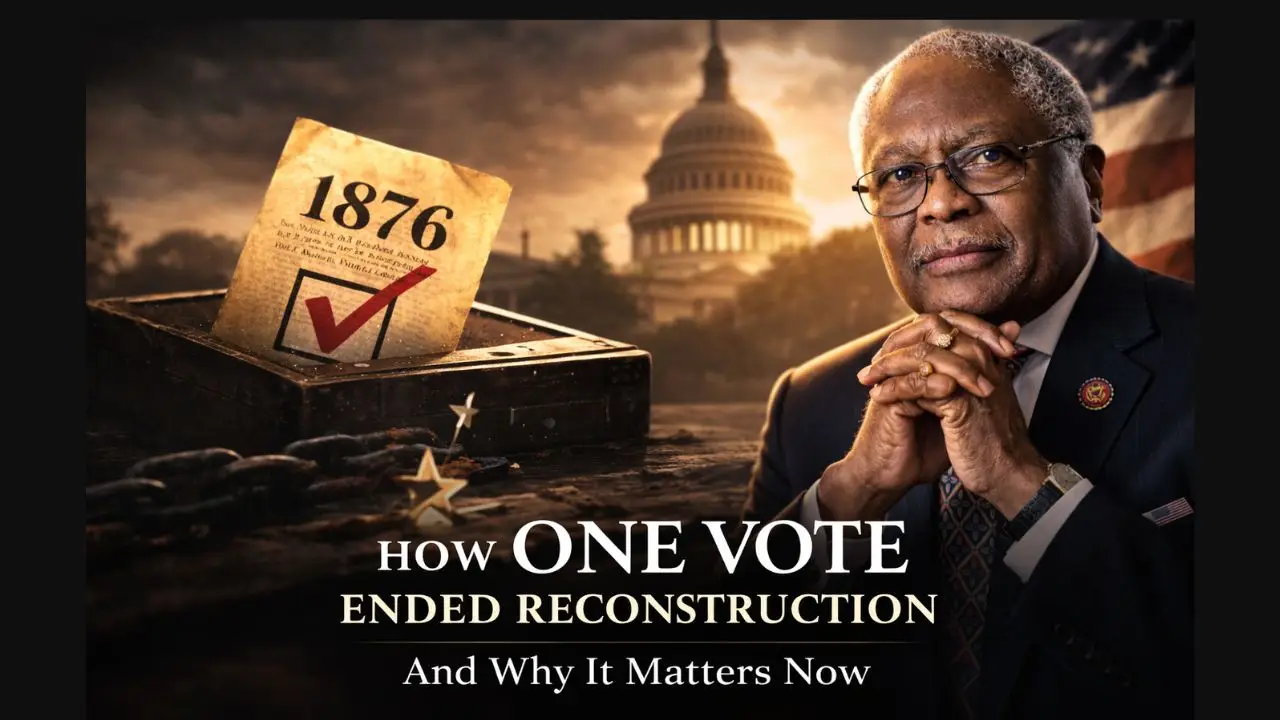Congressman James Clyburn discussing how one vote in the 1876 election ended Reconstruction and reshaped Black political power.